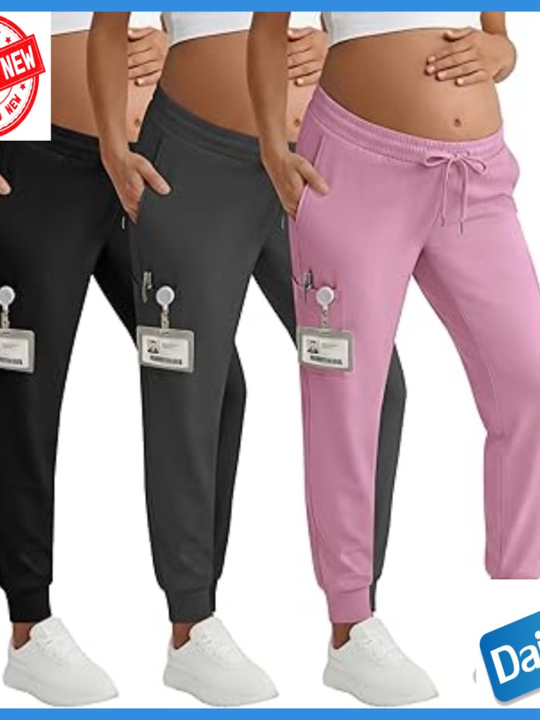 3 Pack Maternity Scrub Pants 6 Pocket Joggers Underbelly Workwear